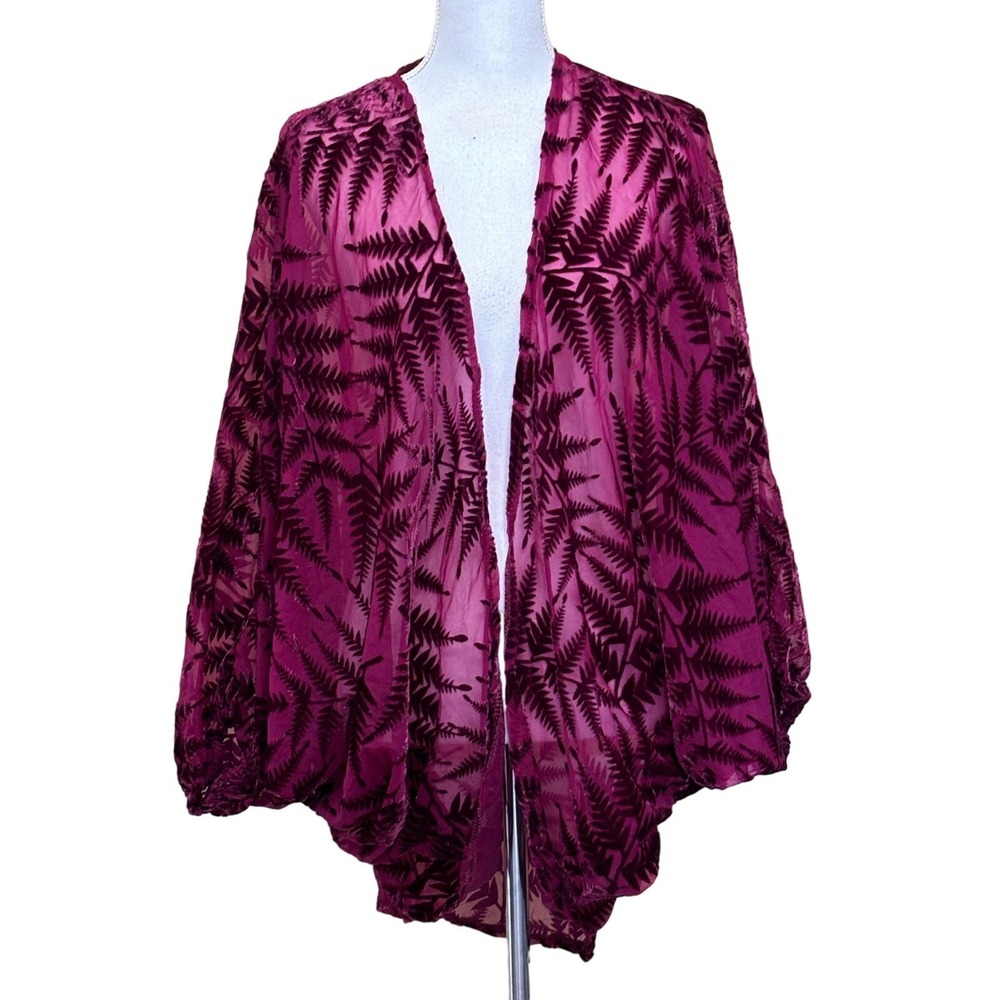 Saachi Sheer Burnout Velvet Kimono Wrap OS Boho Romantic Festival Statement